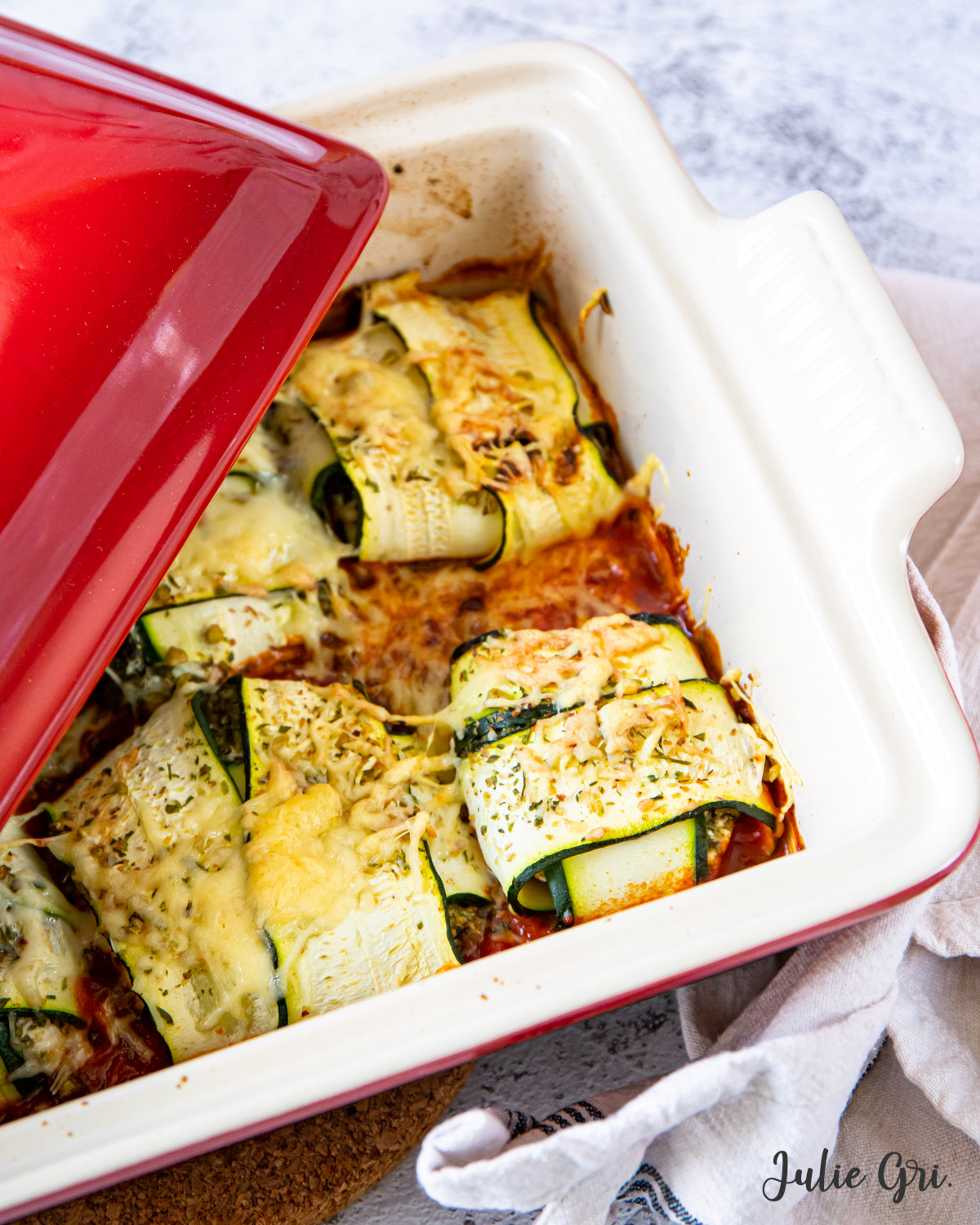 gratin de courgettes aux épinards