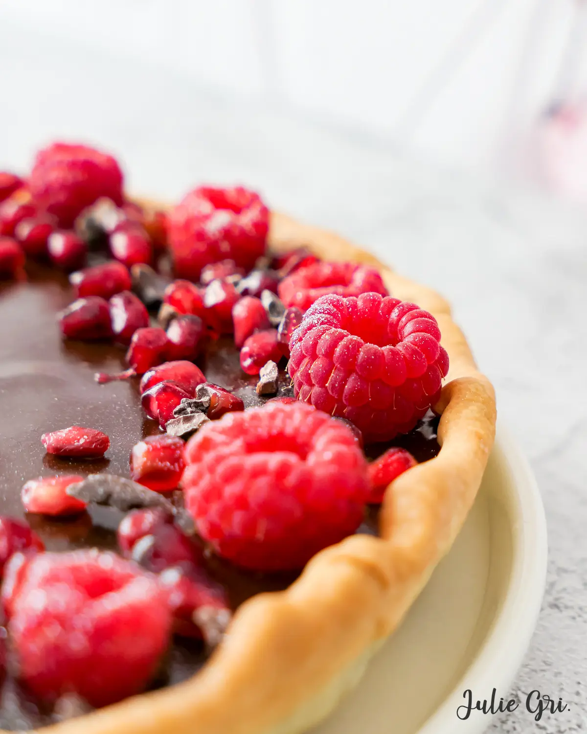 gros plan tarte framboises