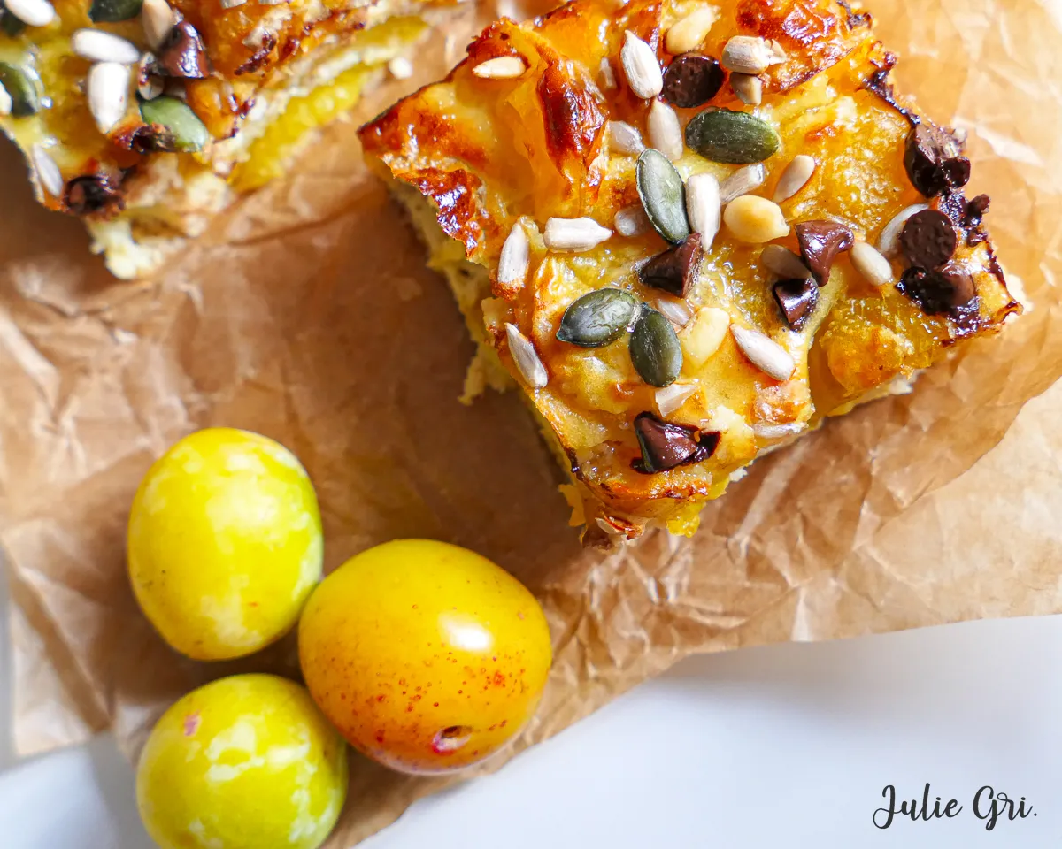 vue de dessus clafoutis mirabelle