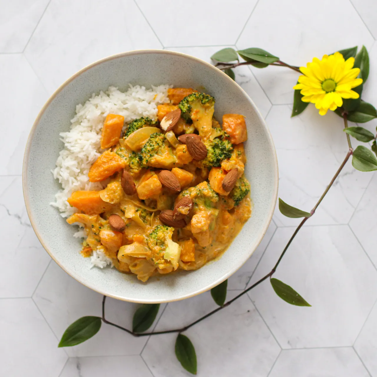 vue de dessus curry de courge butternut