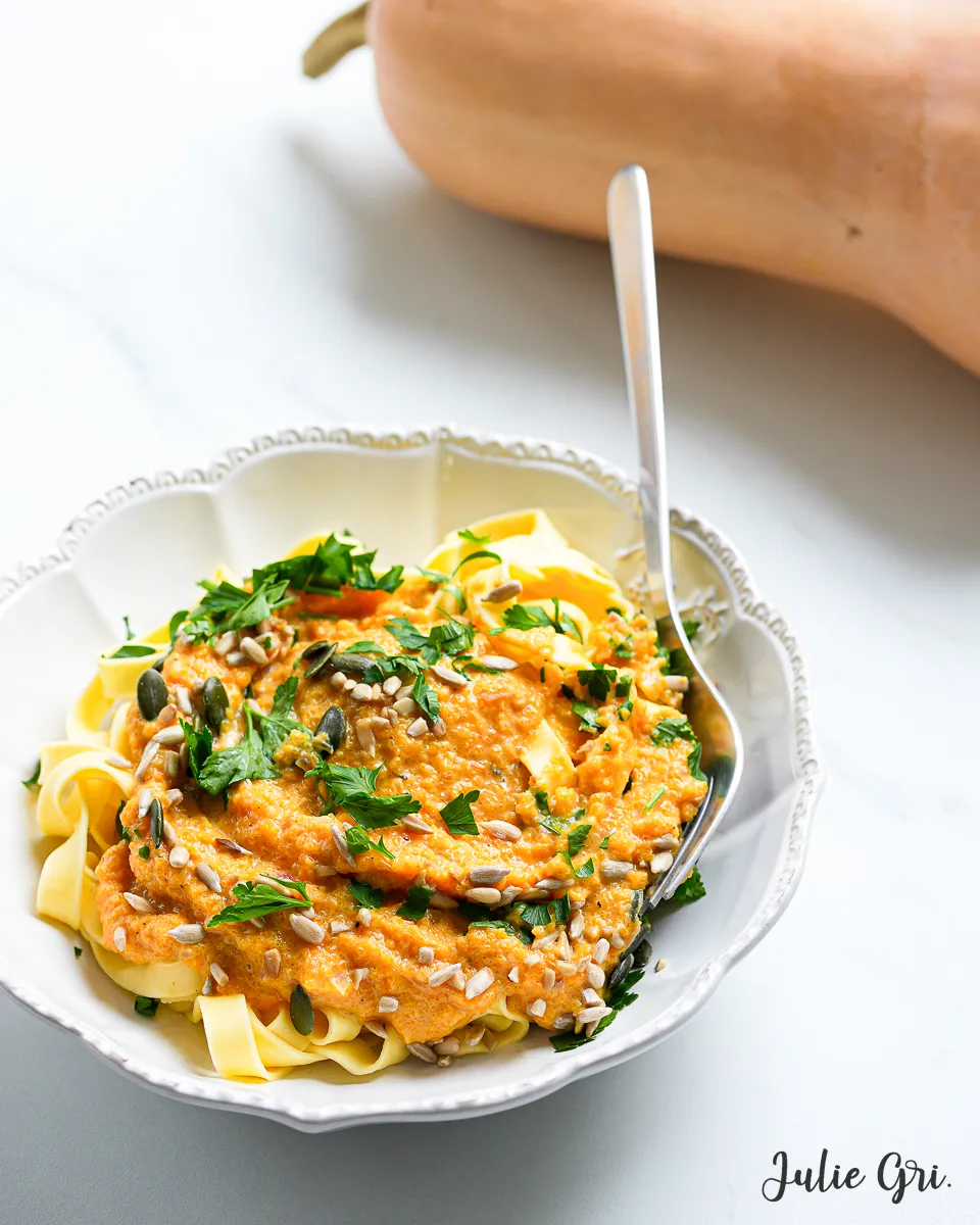 plat de pâtes à la courge butternut
