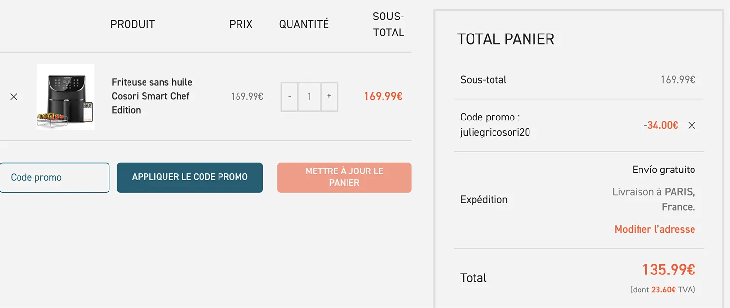 code promo cosori juliegricosori20