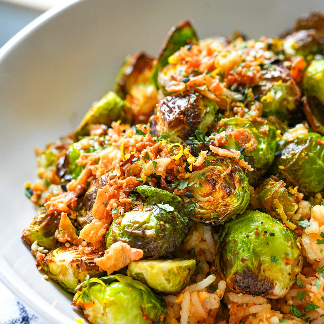 riz sauté choux de bruxelles