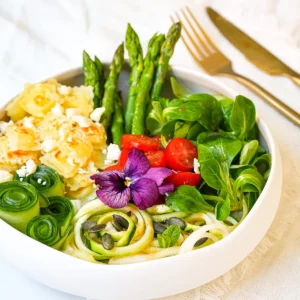 bowl légumes printemps raviolis