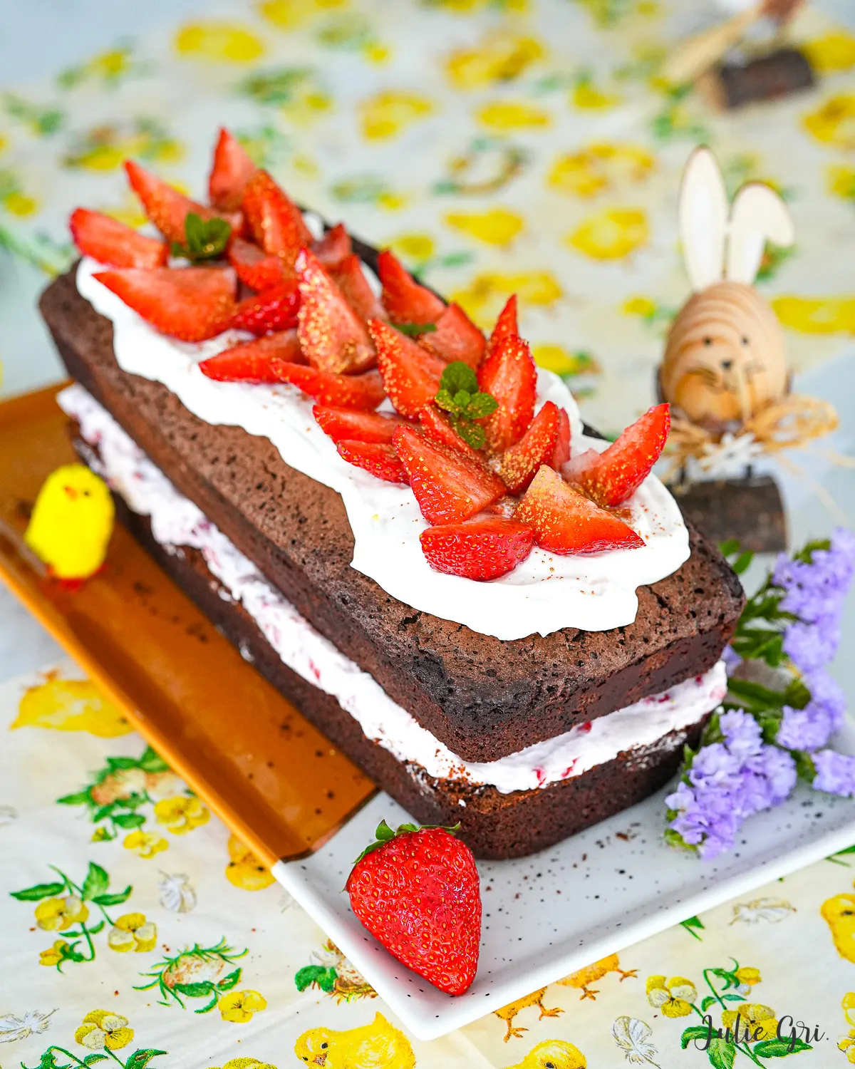 gateau fraise chocolat chantilly