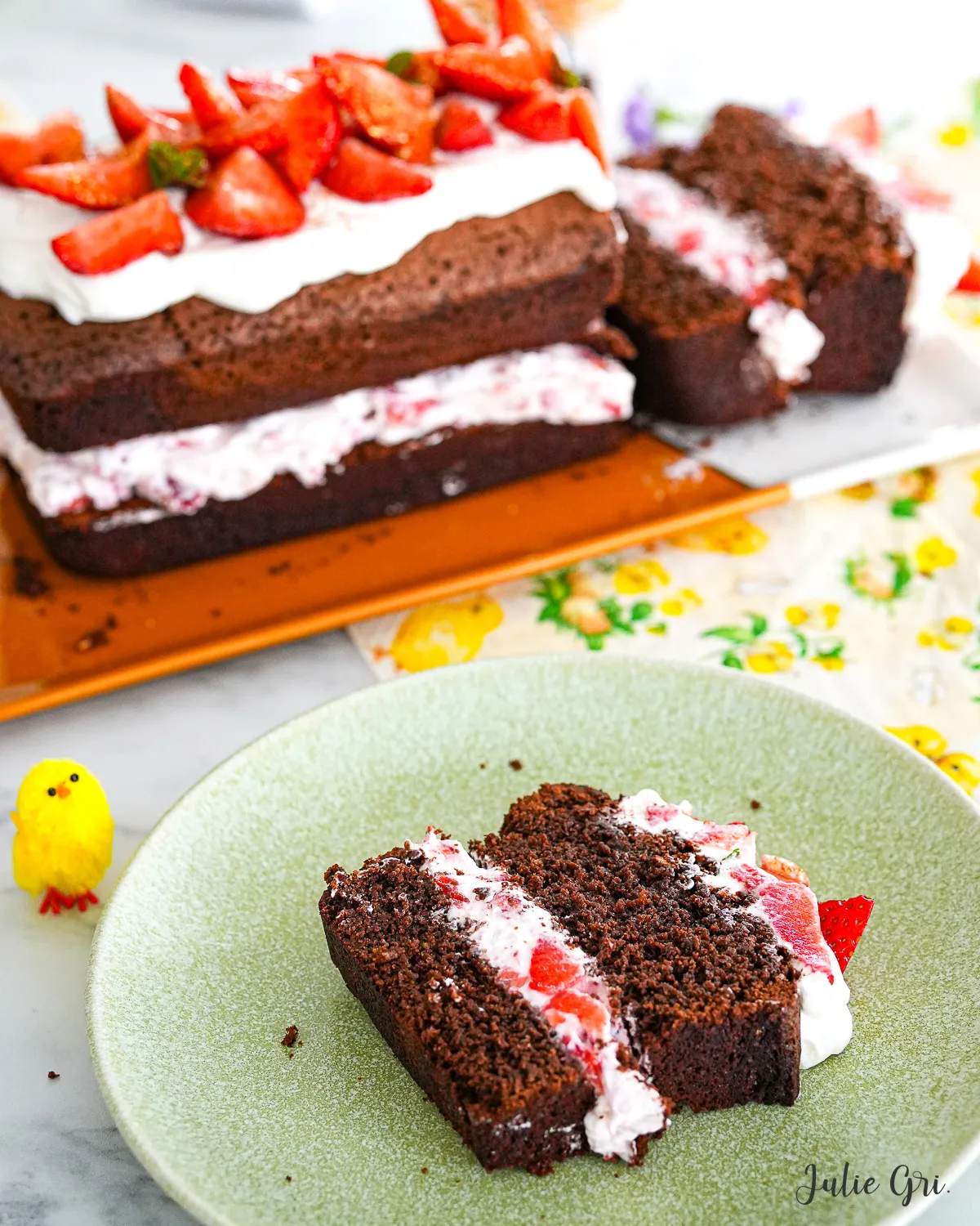 gateau fraise chocolat chantilly