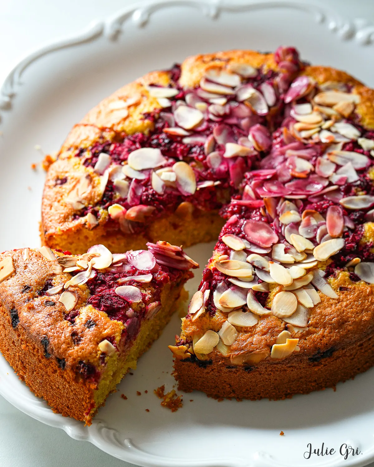 gâteau moelleux amandes et framboises