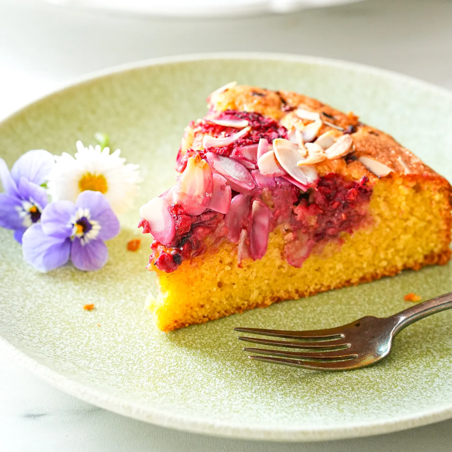 gâteau moelleux amandes et framboises