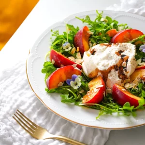 Salade pêche burrata