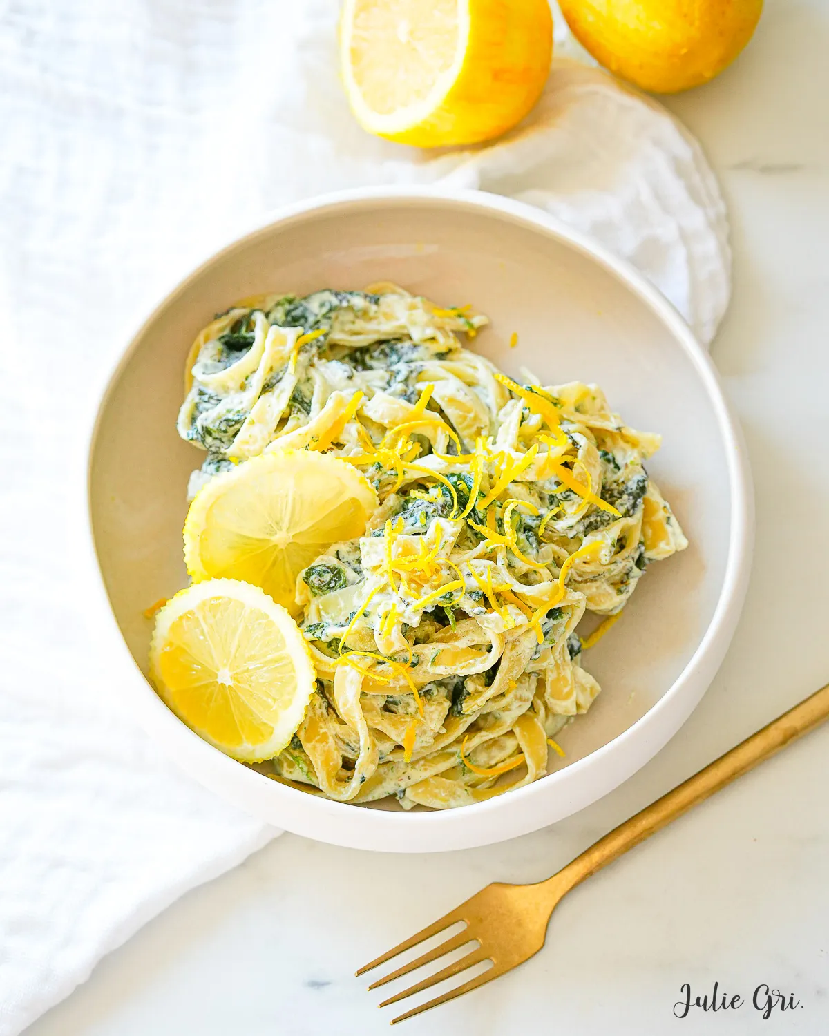 pâtes au citron épinards ricotta