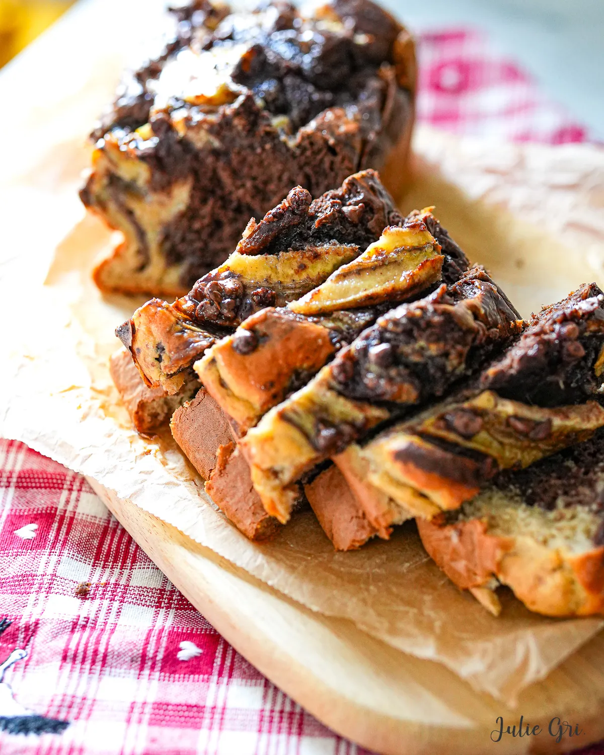 Banana bread marbré