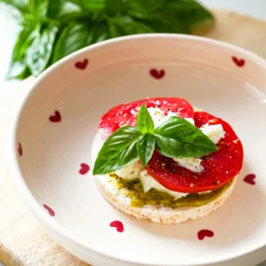 galettes de riz pesto tomate mozzarella