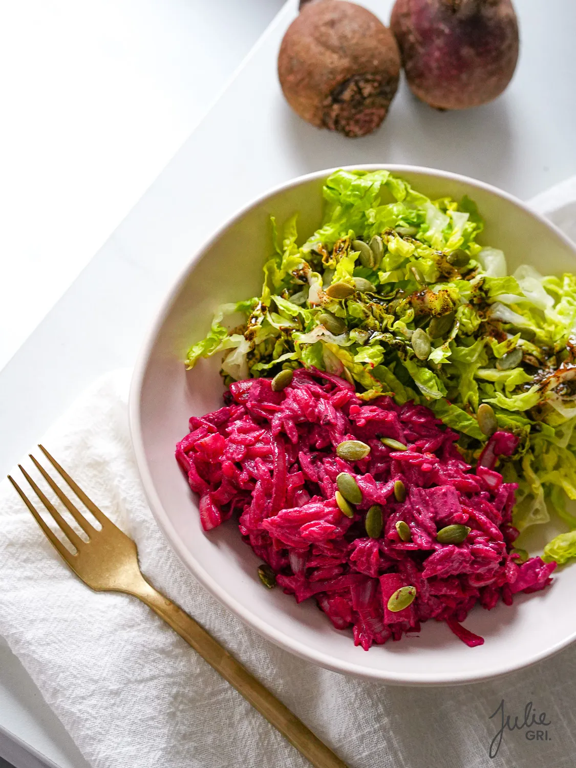 risoni betterave tofu fumé